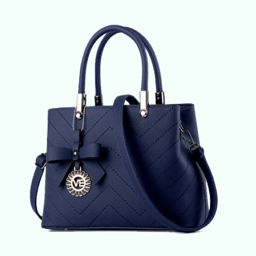 Navy Quilted Leather Handbag