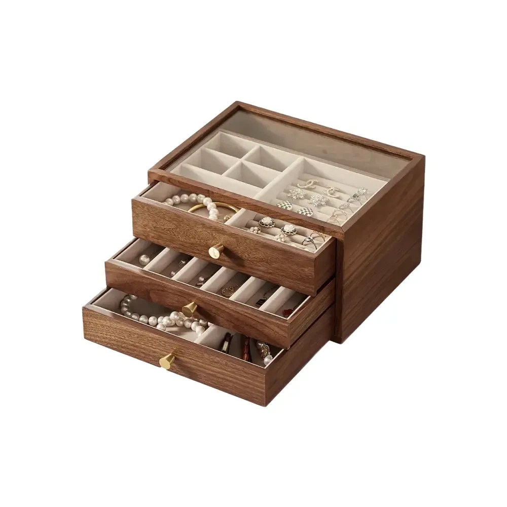 Walnut Wood Jewelry Organizer Box